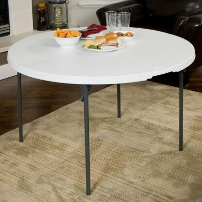 Lifetime 280064 Light Commercial Fold-in-Half Round Table, 4 Feet, White - Πτυσσομενο τραπεζακι Λευκό 122 x 73,5 x 122 cm Χάλυβας Πλαστική ύλη