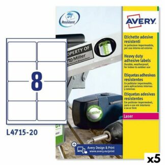 Ετικέτες για Εκτυπωτή Avery L4612 Λευκό 25 Φύλλα 99,1 x 57 mm (5 Μονάδες)