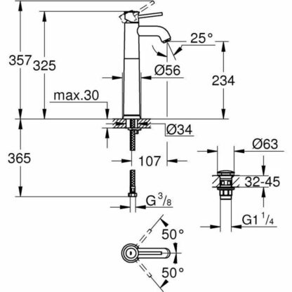 Washbasin Siphon Grohe Μέταλλο