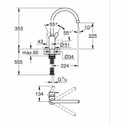 Kitchen Tap Grohe Get - 31494001 C σχήμα Μέταλλο