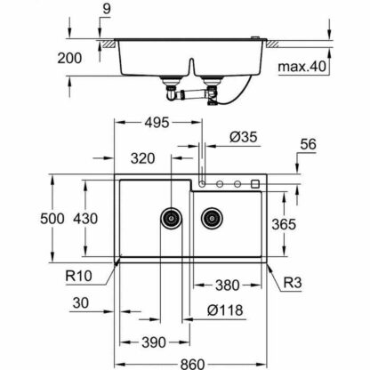 Νεροχύτη με Δύο Κύπελλα Grohe K500