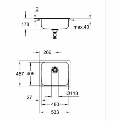 Μονή λαβή βρύση Grohe 31719SD0 Ανοξείδωτο ατσάλι Ορθογώνιο