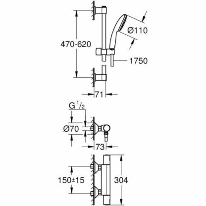 Στήλη ντους Grohe Precision Start Πλαστική ύλη