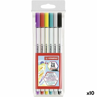 Σετ Μαρκαδόροι Stabilo Pen 68 Brush Πολύχρωμο (x10)