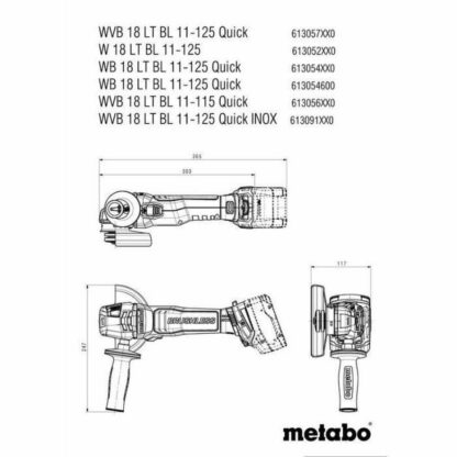 Γωνιακός μύλος Metabo WB 18 1100 W 125 mm