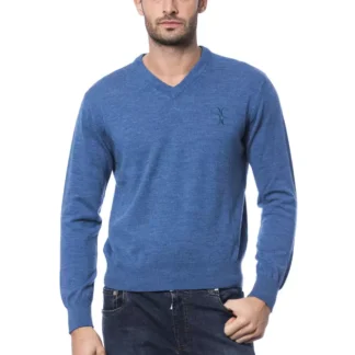 Baldinini Trend Blue Wool Men Sweater