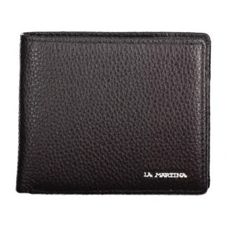 La Martina Black Leather Men Wallet