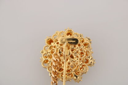 Dolce & Gabbana Exquisite Crystal-Embellished Gold Brooch