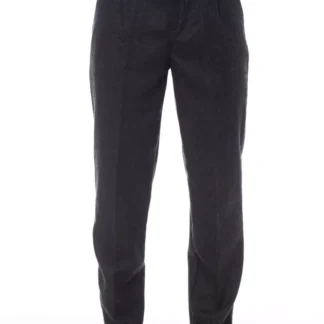 Alpha Studio Brown Wool Men Pant