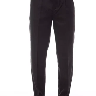 Alpha Studio Gray Wool Men Pant