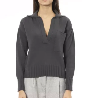 Alpha Studio Black Wool Women Sweater