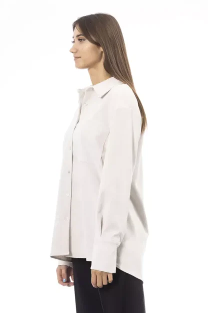 Alpha Studio White Polyester Women Shirt