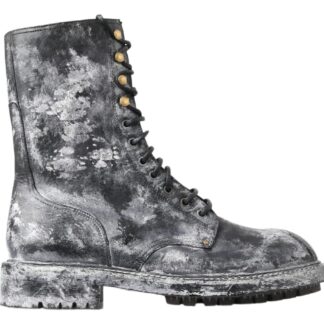 Dolce & Gabbana Equisite Black Lace-Up Leather Boots