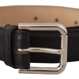 Dolce & Gabbana Elegant Black Leather Belt with Metal Buckle