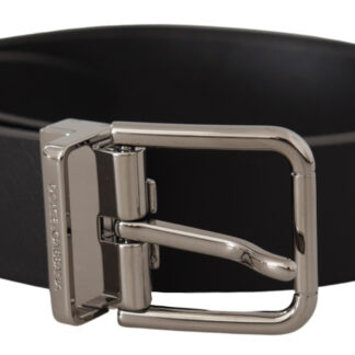 Dolce & Gabbana Elegant Black Leather Belt with Metal Buckle