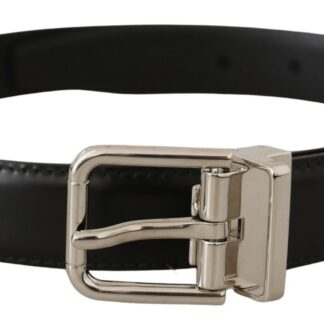 Dolce & Gabbana Elegant Black Leather Belt with Metal Buckle