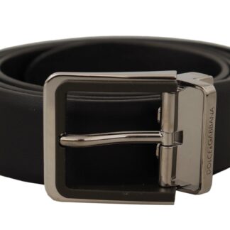 Dolce & Gabbana Elegant Black Leather Belt with Metal Buckle