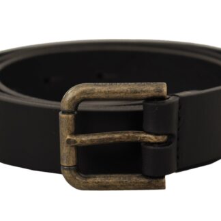 Dolce & Gabbana Elegant Black Leather Belt with Metal Buckle