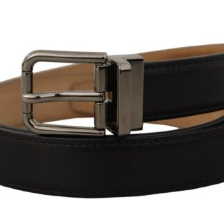 Dolce & Gabbana Elegant Black Leather Belt with Metal Buckle