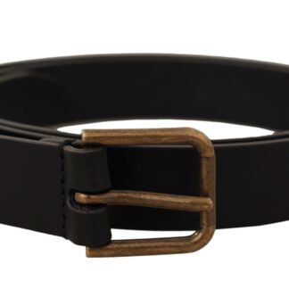 Dolce & Gabbana Sleek Black Leather Belt with Metal Buckle