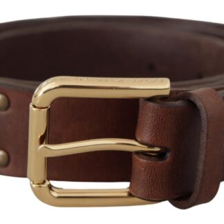 Dolce & Gabbana Elegant Leather Belt with Logo Engraved Buckle