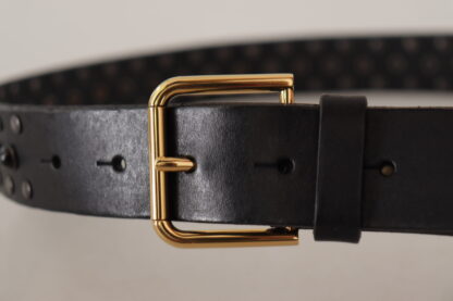 Dolce & Gabbana Elegant Leather Belt with Logo Engraved Buckle