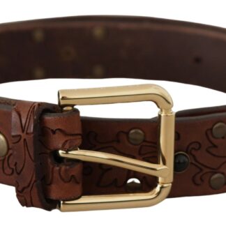 Dolce & Gabbana Elegant Leather Belt with Logo Engraved Buckle