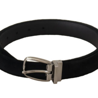 Dolce & Gabbana Elegant Velvet Designer Belt with Logo Engraved Buckle