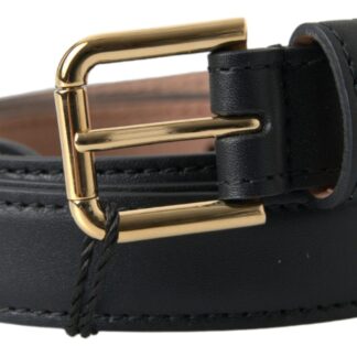 Dolce & Gabbana Elegant Black Leather Belt with Metal Buckle