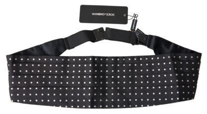 Dolce & Gabbana Elegant Silk Black & White Polka Dot Cummerbund