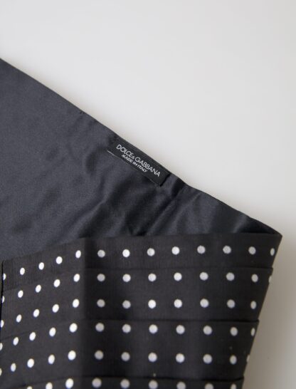 Dolce & Gabbana Elegant Silk Black & White Polka Dot Cummerbund