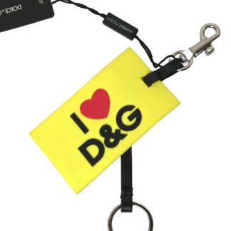 Dolce & Gabbana Elegant Blue Leather Keychain with Silver Accents