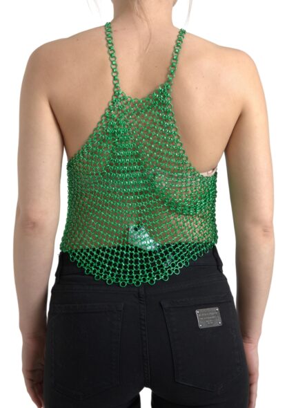 Dolce & Gabbana Emerald Halter Cropped Tank Top