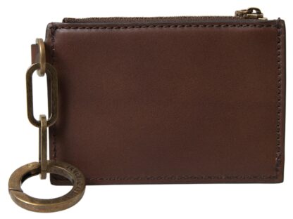 Dolce & Gabbana Elegant Brown Leather Coin Purse Wallet