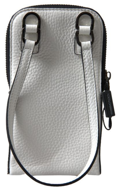 Dolce & Gabbana Elegant White Leather Phone Crossbody Bag