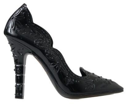 Dolce & Gabbana Elegant Black Crystal Cinderella Pumps