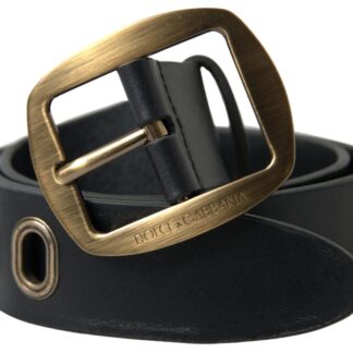 Dolce & Gabbana Elegant Black Leather Belt - Metal Buckle Closure