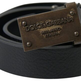 Dolce & Gabbana Elegant Leather Belt with Metal Buckle