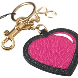 Dolce & Gabbana Chic Pink Leather-Trimmed Keychain