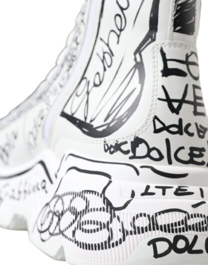 Dolce & Gabbana Daymaster Graffiti Print Mid Top Sneakers