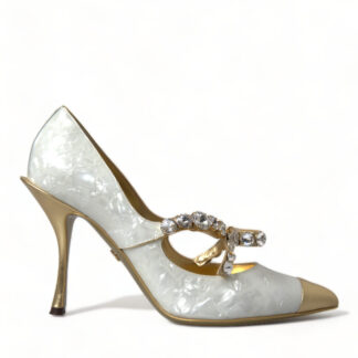 Dolce & Gabbana Chic Lace Block Heels Sandals in Cream White