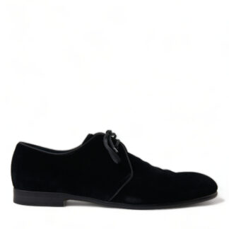 Dolce & Gabbana Elegant Gold Black Suede Derby Dress Shoes