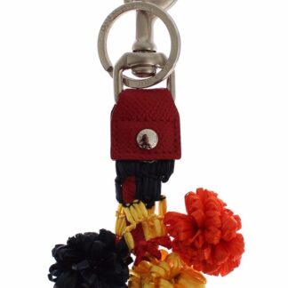 Dolce & Gabbana Chic Multicolor Raffia & Leather Keychain