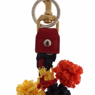 Dolce & Gabbana Multicolor Sicily Raffia Leather Keychain