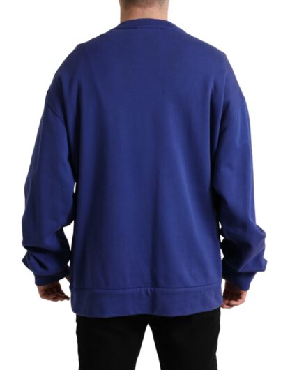 Dolce & Gabbana Royal Blue Cotton Crewneck Sweater