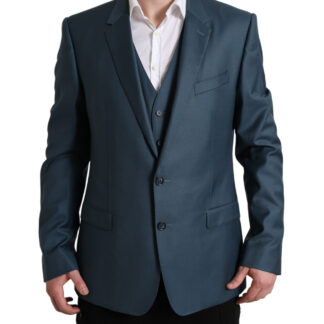 Dolce & Gabbana Elegant Blue Silk Blend Martini Suit