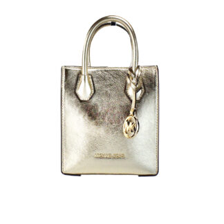 Michael Kors Manhattan Medium Silver Leather Top Handle Satchel Bag