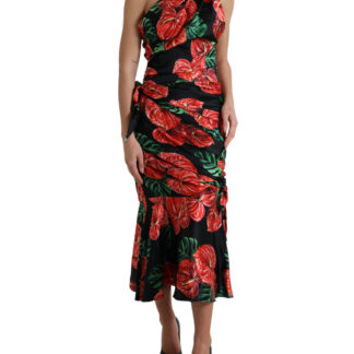 Dolce & Gabbana Elegant Silk Blend Midi Bodycon Dress