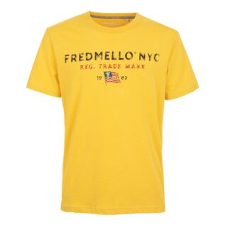 Fred Mello Crisp White Cotton Crewneck Tee with Front Design