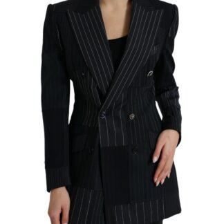 Dolce & Gabbana Elegant Striped Double Breasted Wool Blazer